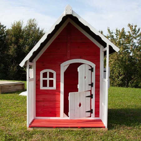 Casetta infantile in legno impregnato in color rosso