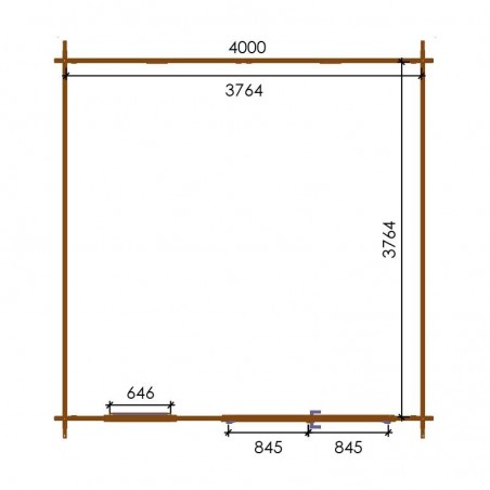 Casetta in legno Ines impregnata, 28mm, 400 x 400 cm, 16m²