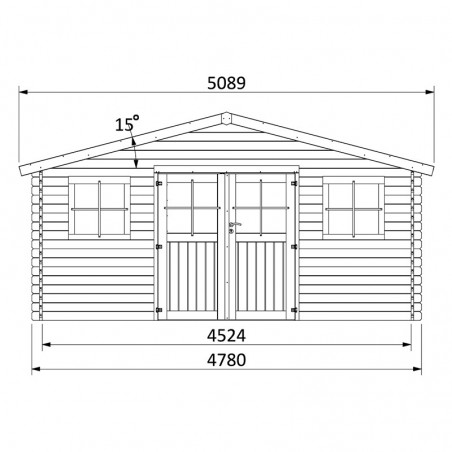 Misure casetta di legno Aveline. 34 mm, 478 x 478 cm.