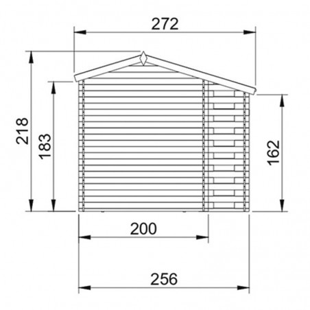 Misure caseta di legno Camilla, 19 mm, 256x200 cm, 5,12m²