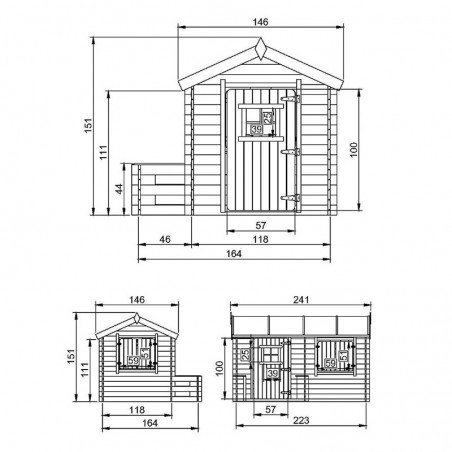 Misure casetta per bambini in legno Chiara. M503