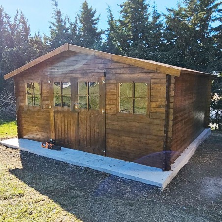 Casetta di legno Aveline. 34 mm, 478 x 478 cm. 22,85 m²
