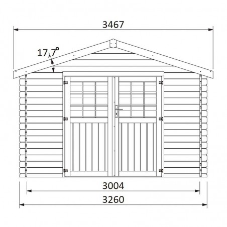 Casetta di legno Flovene. 28mm, 326x326cm. 10,63m²