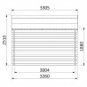 Casetta in legno Frévent. 28 mm, 398 x 326 cm, 12,97m²