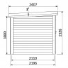 Casetta di legno Pico. 28 mm, 245 x 220 cm. 5,4 m²