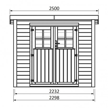 Misure casetta in legno Tailon 19 mm, 230 x 233cm. 5,36m²