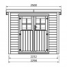 Misure casetta in legno Tailon 19 mm, 230 x 233cm. 5,36m²