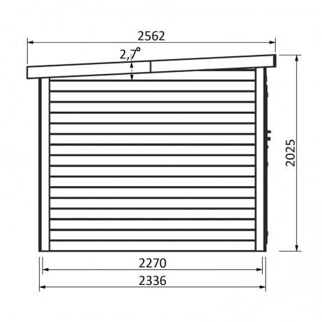 Misure casetta in legno Tailon 19 mm, 230 x 233cm. 5,36m²