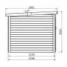 Misure casetta in legno Tailon 19 mm, 230 x 233cm. 5,36m²