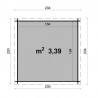 Misure Casetta di legno Birba. 19mm, 200 x 200 cm. 4m²