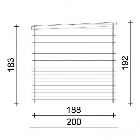 Misure Casetta di legno Birba. 19mm, 200 x 200 cm. 4m²