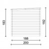 Misure Casetta di legno Birba. 19mm, 200 x 200 cm. 4m²