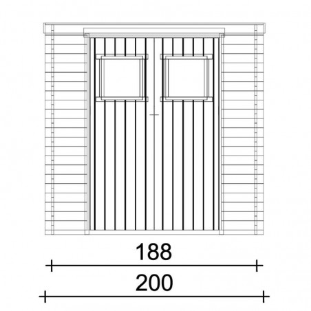 Misure Casetta di legno Birba. 19mm, 200 x 200 cm. 4m²